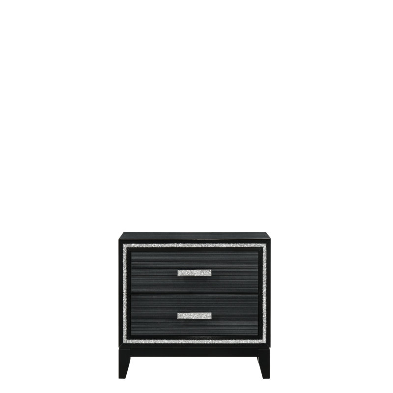 Table de chevet, noire - Tiroirs spacieux avec fonctionnalité de construction et de douceur pour la chambre à coucher avec table de chevet vieillie et arrêt de tranquillité d'esprit, P 17 po x l 28 po H 26 po, synthétique