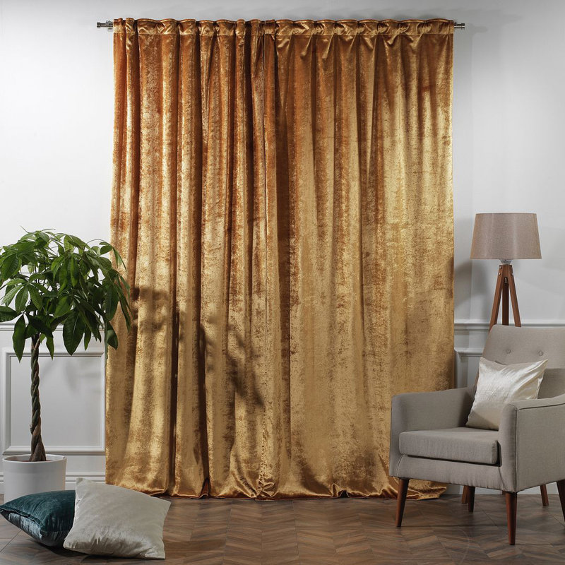 Room Darkening Single Curtain Panel, Yellow, 130cm Width x 500cm Drop