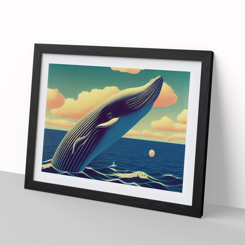 XH1022-10125X Whale Art Vol.3 - Single Picture Frame Print, Black Framed, 25cm H x 34cm W x 2cm D