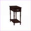 Table basse à 2 niveaux en placage brun cerisier peu encombrant - Table de chevet de rangement pour le salon / chambre à coucher