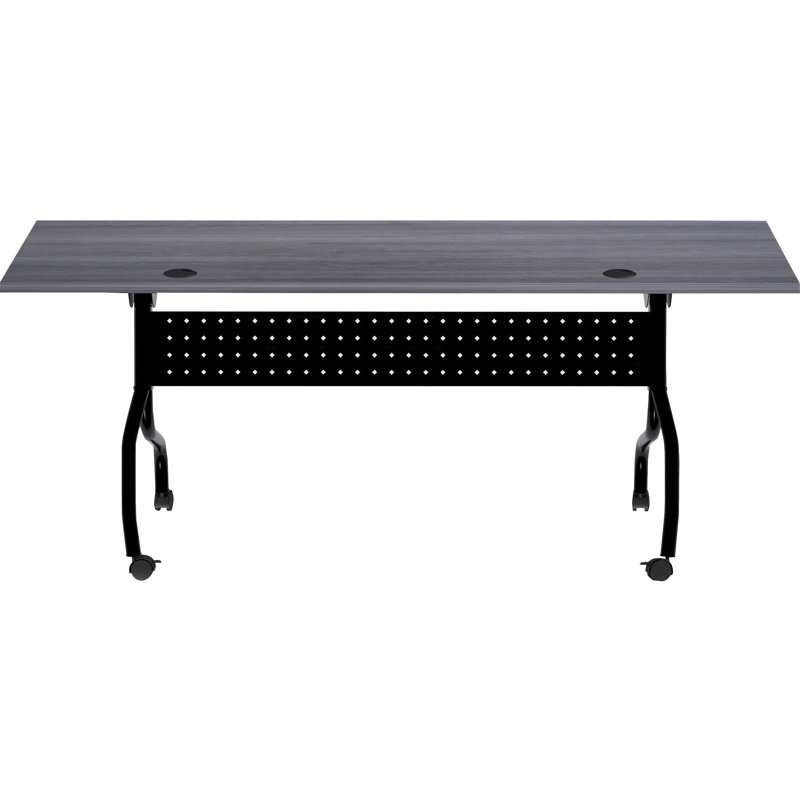Charcoal Flip Top Training Table with Black Metal Base