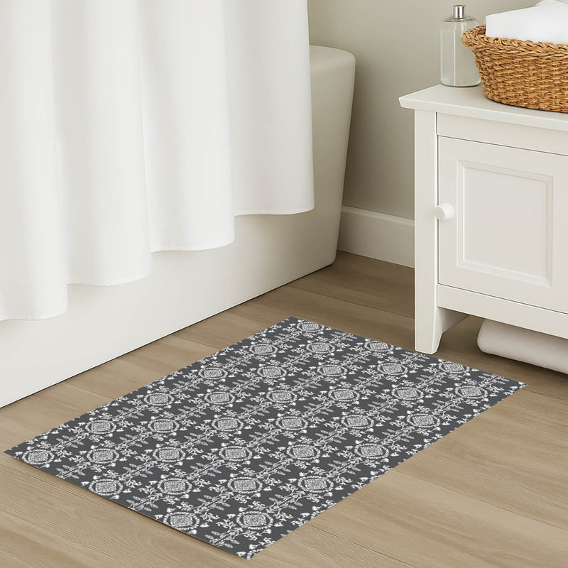 Jackie Decorative Bath Mat, Single - 24" L x 17" W, Charcoal