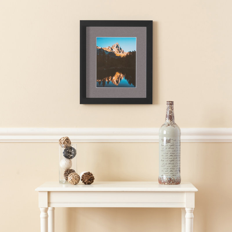 Classic Black Wood Wall Picture Frame with Pewter Mat