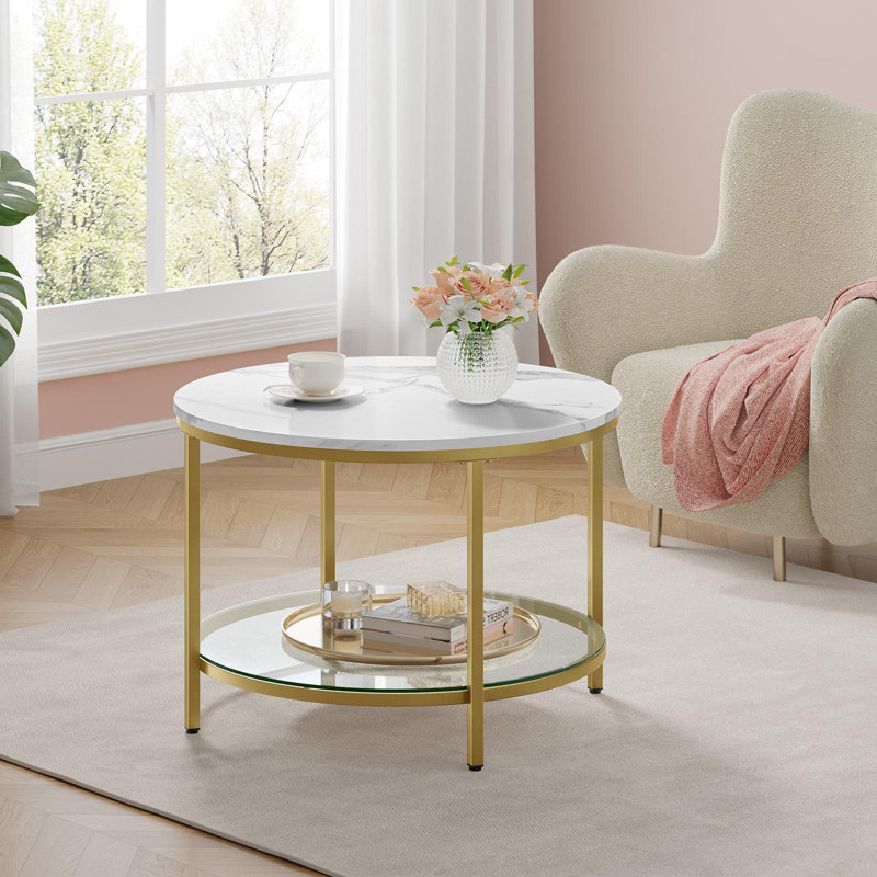 Coffee Table, White, Gold