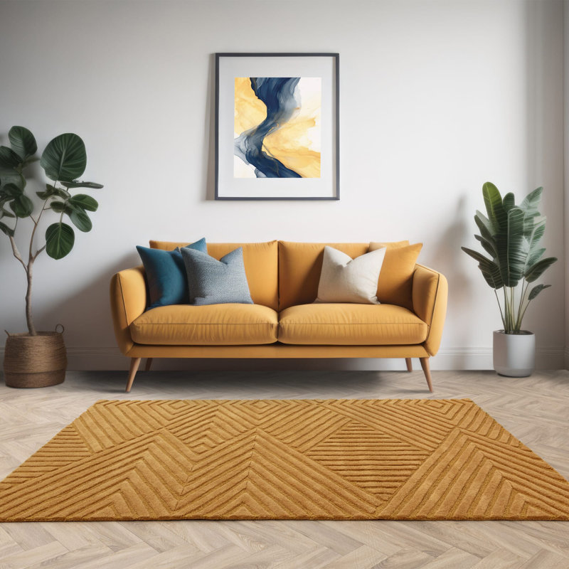 Berthamae Geometric Wool Hand Woven Area Rug, Rectangle 200 x 290cm