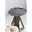 Aluminium Side Table With Silver Antique Charm Leaf Pattern Charisma