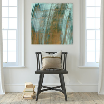 Abstract Teal Strokes Abstract Colorful Contemporary Wall Art