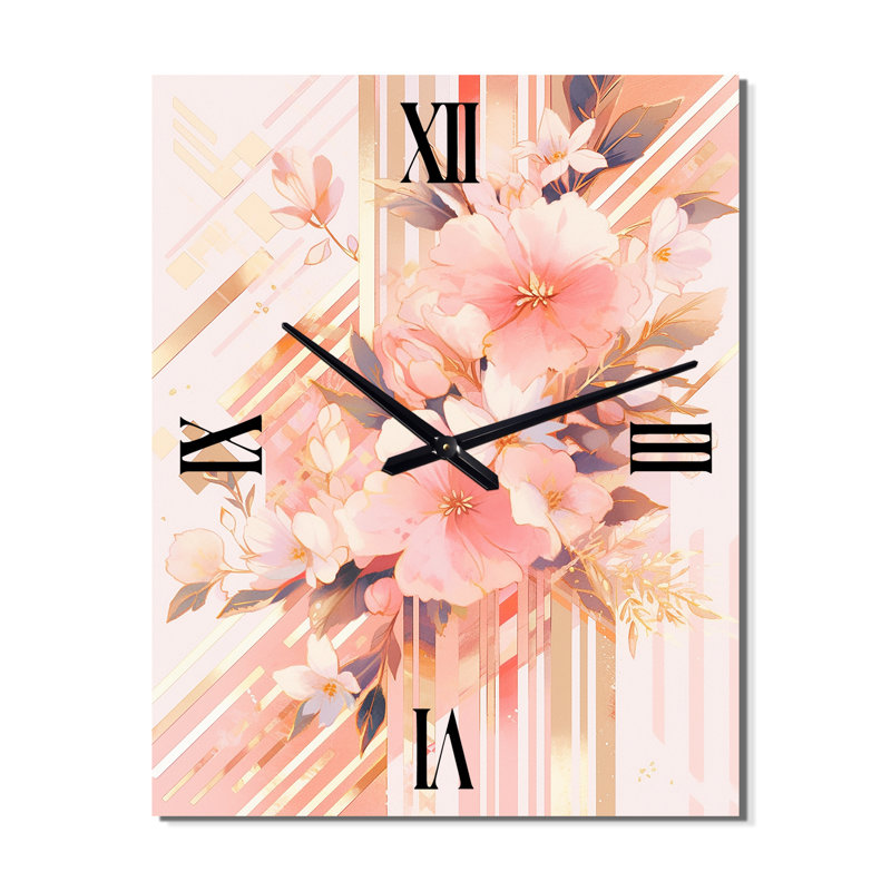 Horloge murale moderne cerisier rose moderne Bold VI, Grand