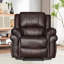 Ensemble de canapé inclinable manuel à 3 places avec table rabattable et porte-gobelets, fauteuil inclinable en similicuir, brun-116975481