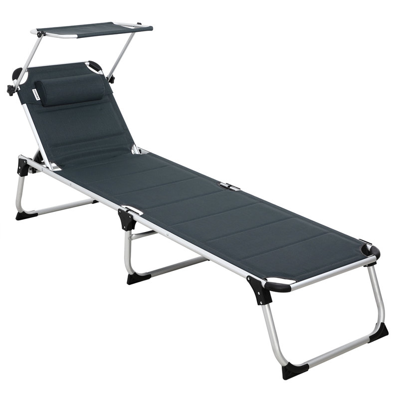 60cm Long Reclining Single Chaise, Grey/Brown/Blue