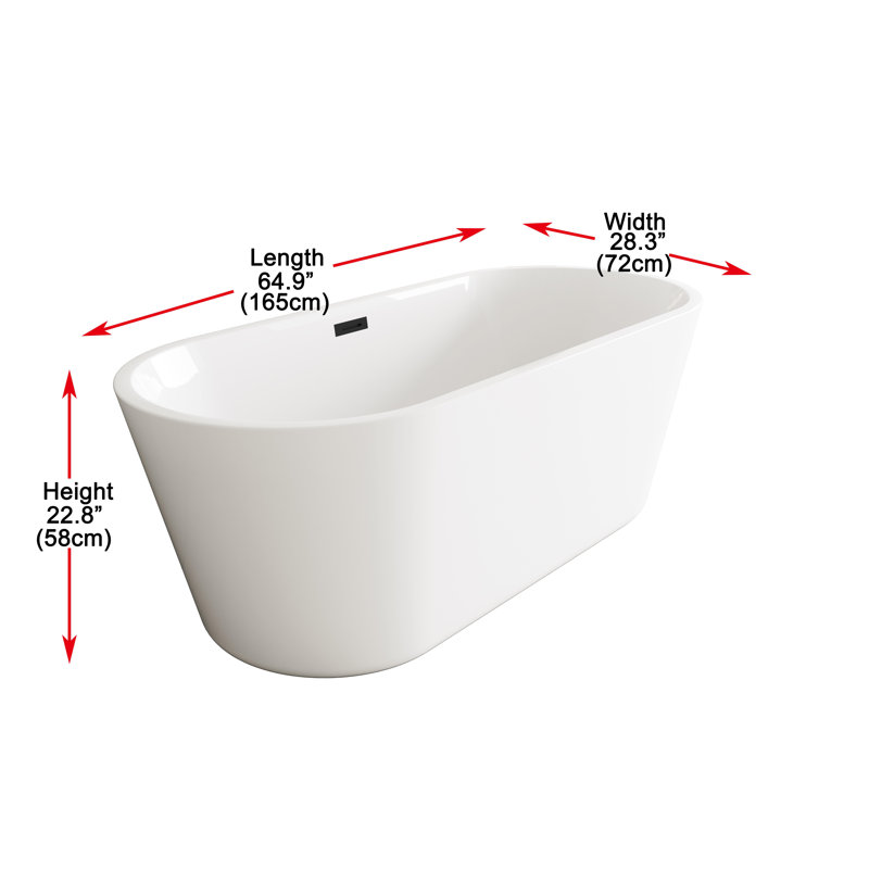 Baignoire de trempage 65 "x 28" Rouidate, Matte Black