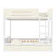 Lit superposé double avec lit gigogne, cadre de lit superposé en bois avec bibliothèque intégrée et garde-corps de sécurité de haute qualité, conception de forme d'automobile pour enfants, blanc et beige-1100890779-1100890781