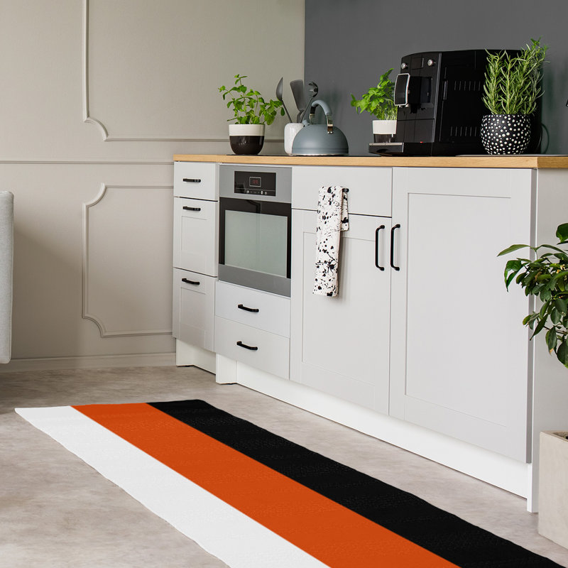 Tapis orange/noir, Tapis de couloir 2 pi 6 po x 8 pi