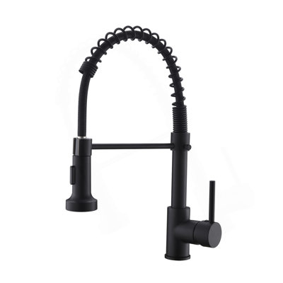 Commercial Black Kitchen Faucet With Pull Down Sprayer, Single Handle Single Lever Kitchen Sink Faucet