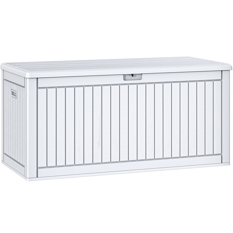 Balconera 330 Gallons Water Resistant Resin Lockable Deck Box, White