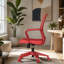 Chaise de bureau colorée 350LBS, bureau personnel, dossier en filet, assise confortable, accoudoir fixe, pivotant, chaise à hauteur réglable (rouge)