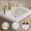 Meuble-lavabo suspendu en chêne naturel de 61 cm (24 po) avec comptoir monobloc en résine de pierre blanche, préassemblé pour une installation facile, tiroirs silencieux et sécuritaires, profondeur de 60,5 cm (23,85 po), profondeur du mur de 80 cm (31,5 po)