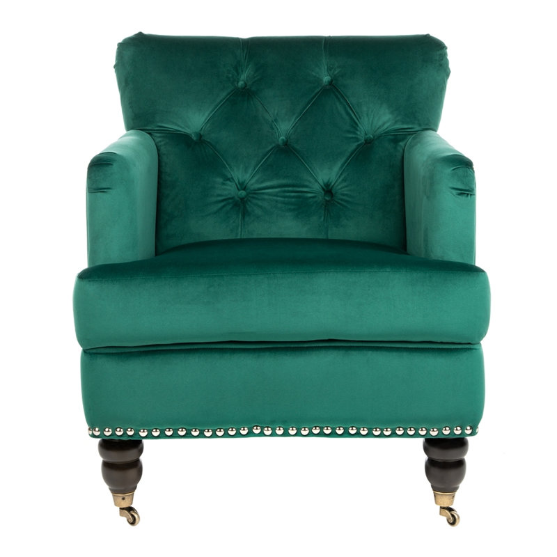 Atkison Upholstered Club Chair, Green Velvet
