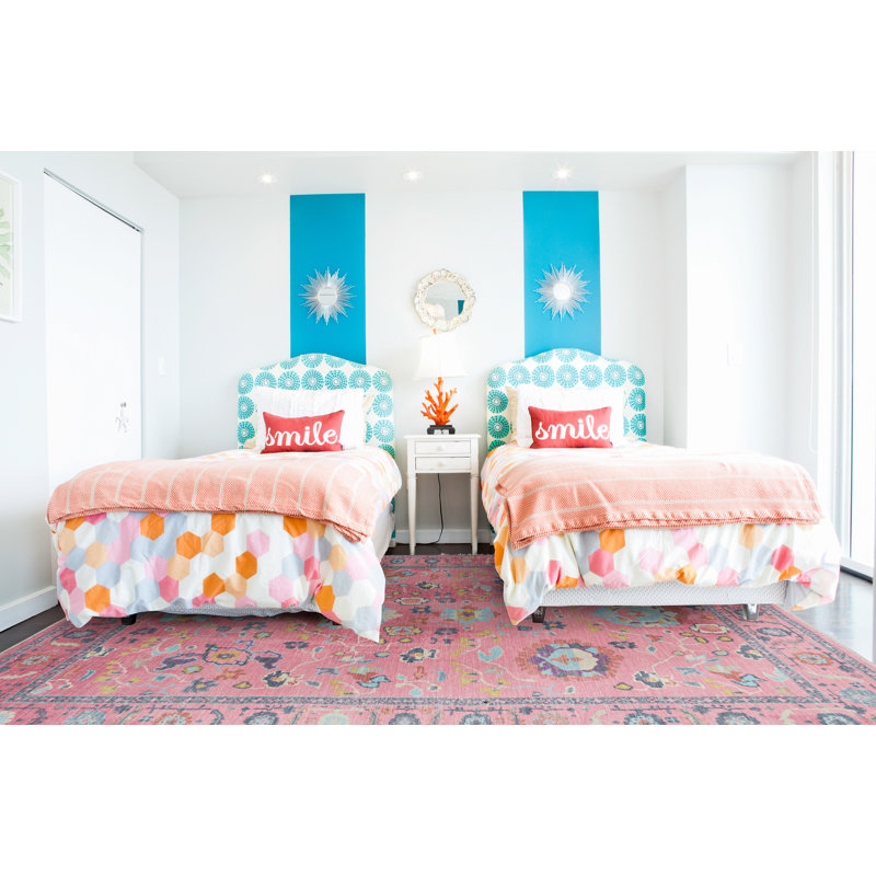 Laurel Aydin Machine Woven Polyester No Pattern Area Rug in Pink, Rectangle 8' x 10'