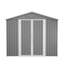 Remise de rangement extérieure en métal de 8 pi x 12 pi avec porte latérale supplémentaire, grande remise à outils avec 2 portes verrouillables pour un accès facile, structure en aluminium, rangement de patio de jardin gris