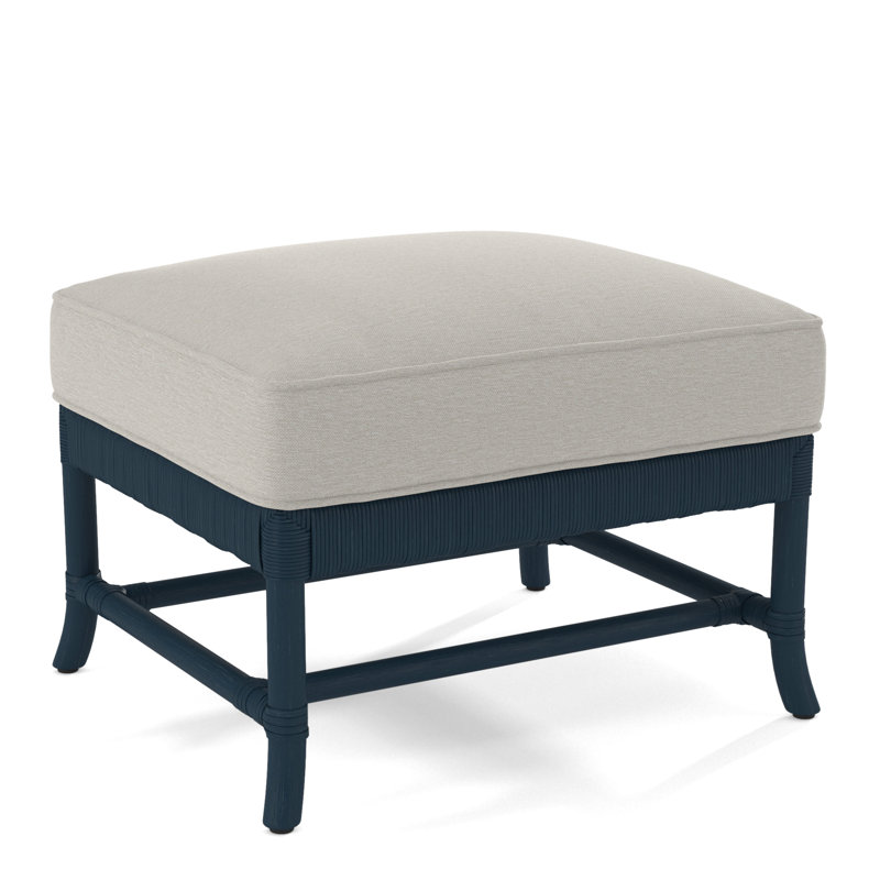 Repose-pieds rectangulaire Lafayette, Marine, Tissu blanc performance 0851-94