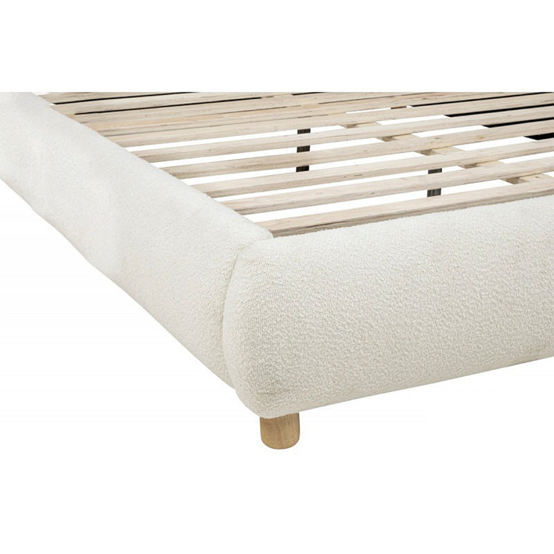 Cadre de lit plateforme moderne en tissu ivoire doux et moderne, durable et élégant pour les chambres contemporaines