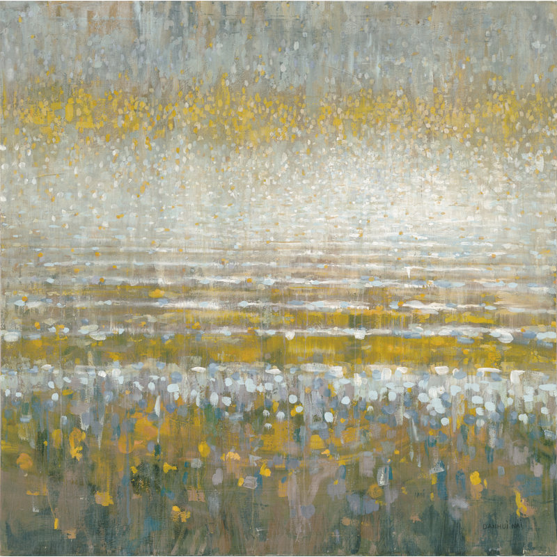 «Rains over the Lake» par Danhui Nai - reproduction d'art sur toile tendue, H 30 po x l 30 po, Cadre doré simple, Non