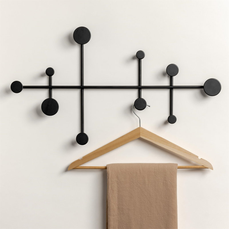 Stainless Steel 6 - Hook Coat Rack, Black