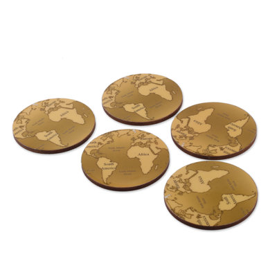Ensemble de sous-verres en bois fait à la main NOVICA (ensemble de 5)