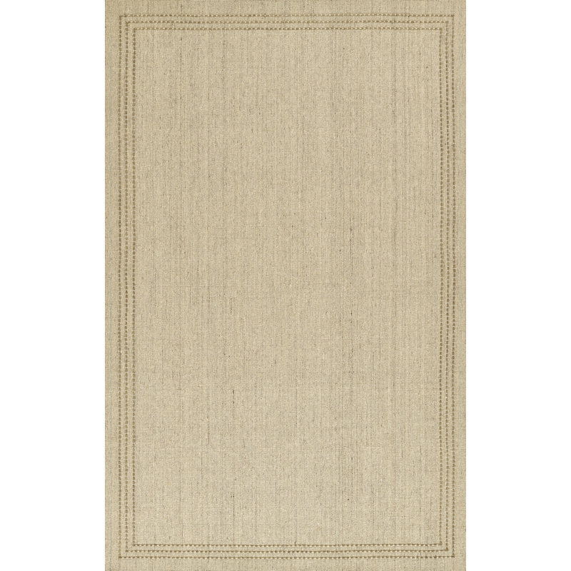 Natural Striped 8' x 10' Handloomed Wool and Synthetic Rug
