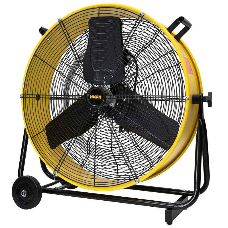 Ventilateur tambour portable 2 vitesses à grande vitesse en jaune avec puissant moteur de 1/3 HP TEao, pale turbo
