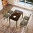5-Piece Counter Height Dining Table Sets, Space-Saving Solid Wood Kitchen Dining Sets With Faux Marble Table & 4 Slat Back Linen Upholstered Chairs-63235336