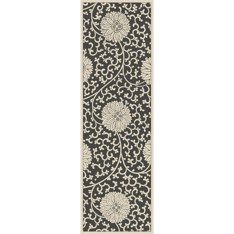 Hawarden Vinyl Floral Indoor Rug, Runner 2'6" x 8'