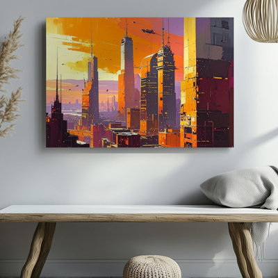 Toile murale, paysage urbain futuriste avec des véhicules volants