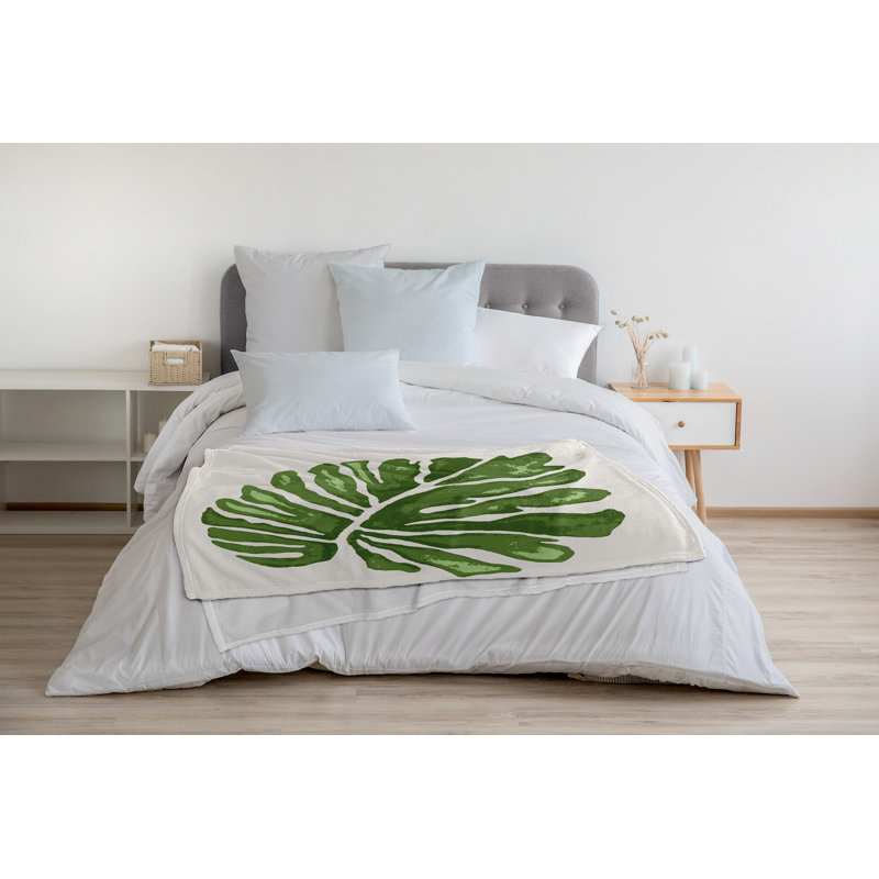 Tropical Resort Fleece Throw Blanket, 60" W x 80" L, Green, 1.95