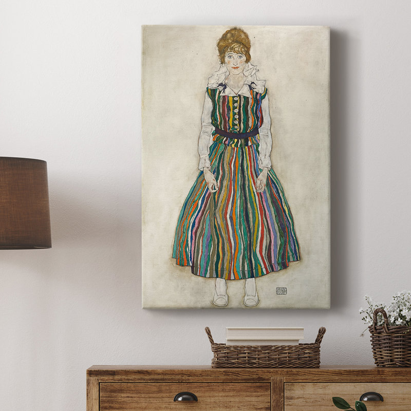 Portrait d'Edith Schiele, la femme de l'artiste - Toile tendue avec châssis par Egon Schiele, 8 x 12