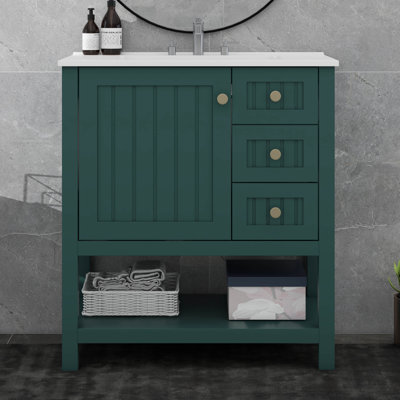 Meuble-lavabo de style transitionnel 30 po avec lavabo en céramique