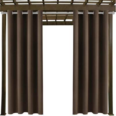 Outdoor Patio Curtain Waterproof Darkening Thermal Insulated Indoor Curtains For Bedroom Porch Living Room Pergola Cabana Chocolate Set Of 2 Panels