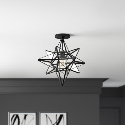 Plafonnier semi-encastré unique en forme d'étoile à 1 lumière de 19 po Chandesh