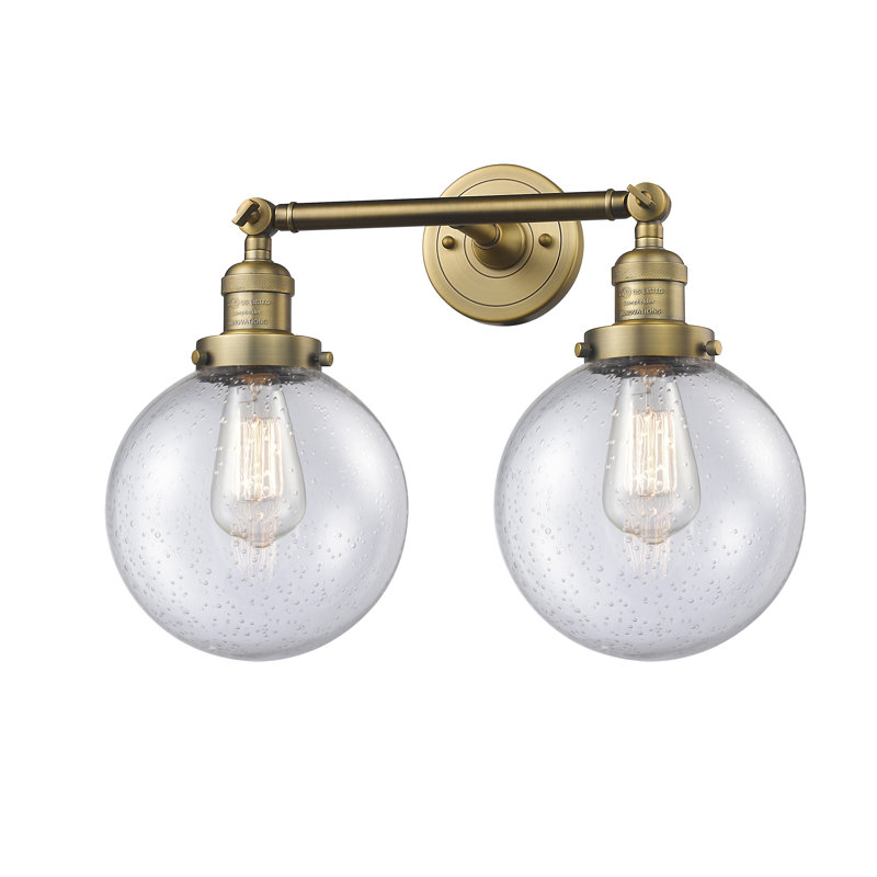 Clementina 2 - Light Dimmable Vanity Light, 6 Watt Vinage LED Bulb, Seedy, Brushed Brass