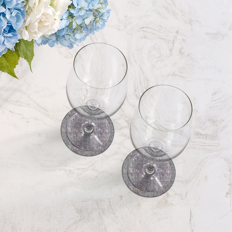 Sous-verres ronds en cuir végétalien Iznik, Doré / mauve
