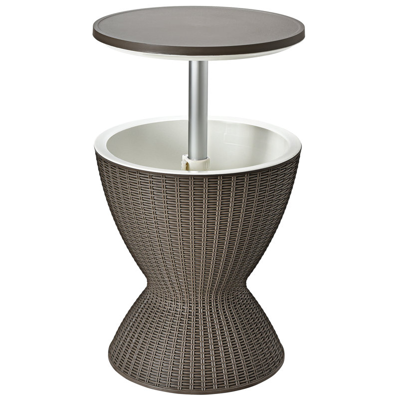 Teague Round Wicker Outdoor Bar Table , 49cm cm W 49cm cm D, Brown