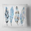 Square,Blue Boho Feathers I - Bohemian & Eclectic Printed Throw Pillow-60159544