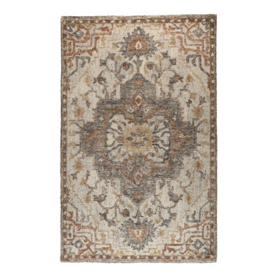 Amori Oriental Area Rug in Gray/Yellow/Ivory