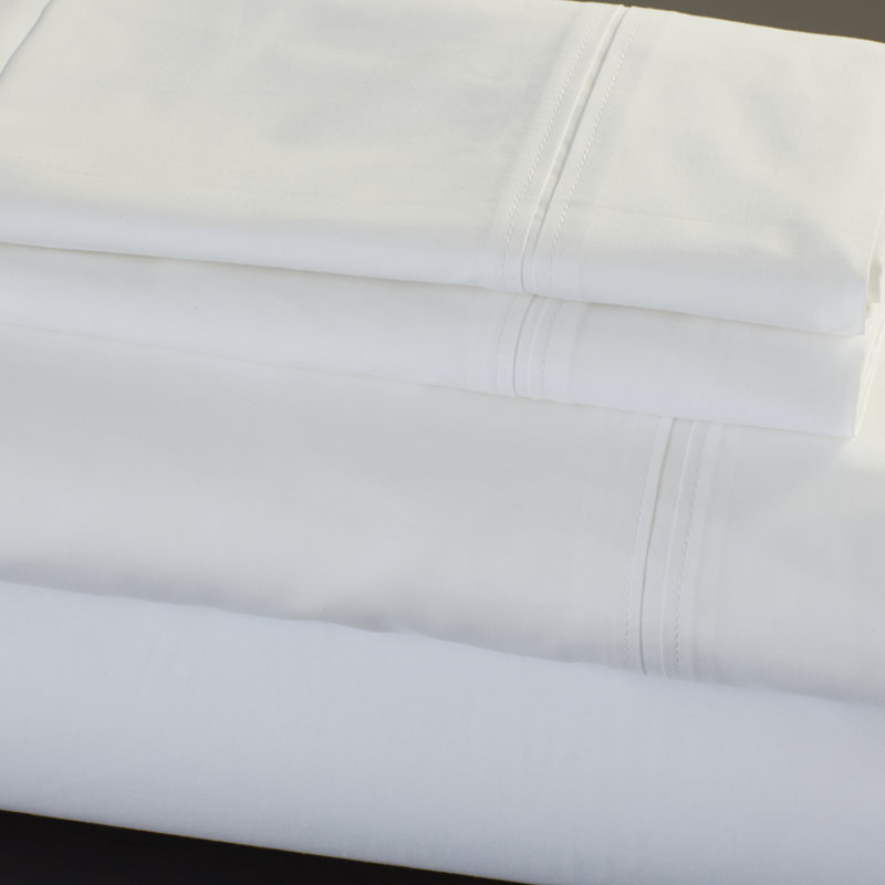  350 Thread Count 100% Cotton Percale Extra Deep Pocket Sheet Set, Extra-Long Twin, White