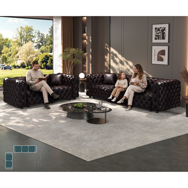 Canapé modulaire moderne capitonné en similicuir 5 places pour la maison