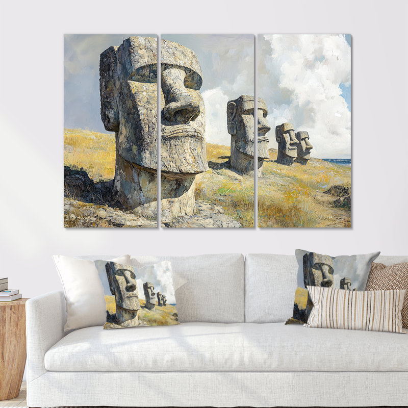 Ensemble de décorations murales grises de la Sagesse antique sur l'île de Pâques - Île de Pâques, Métal