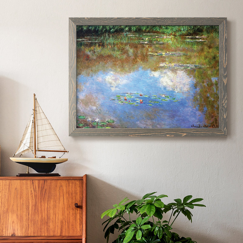 Nymphéas, les nuages, 1903, reproduction d'art sur toile, H 18 po x l 26 po x P 1,5 po, Encadré gris