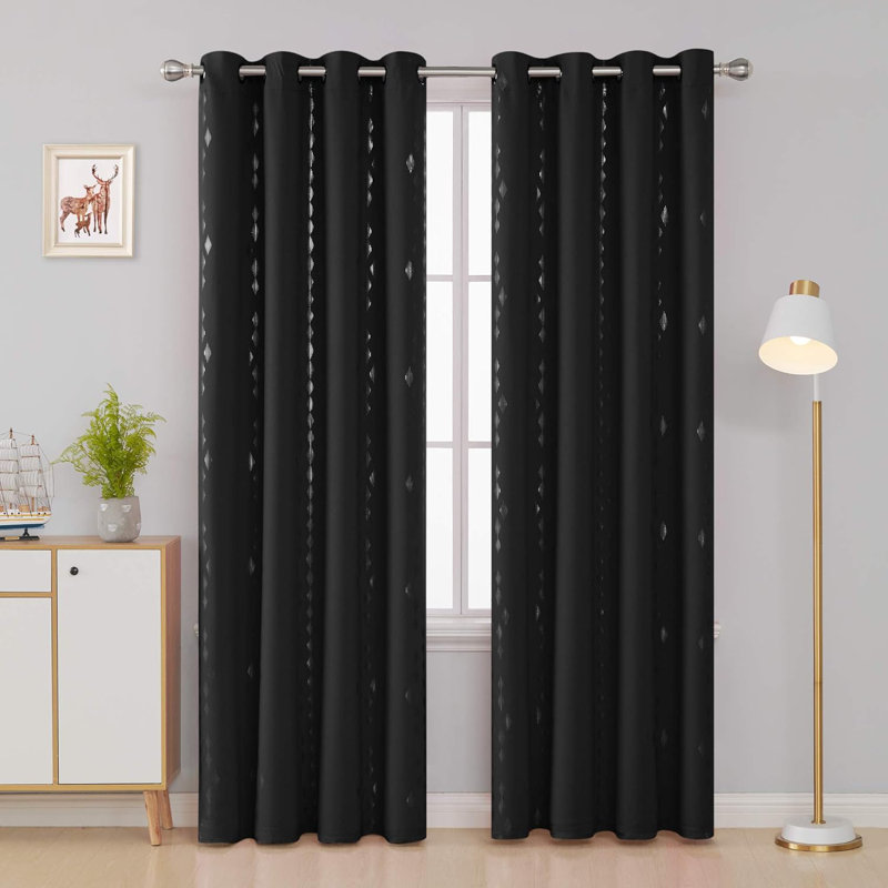 Blackout Curtain Pair, 140cm Wide x 290cm Drop, Black