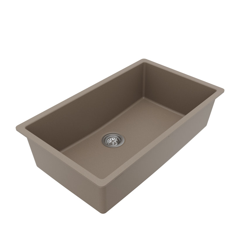 Karran Quartz 32-1/4'' X 19-1/4'' Large Single Bowl Undermount Kitchen Sink Kit, Concrete